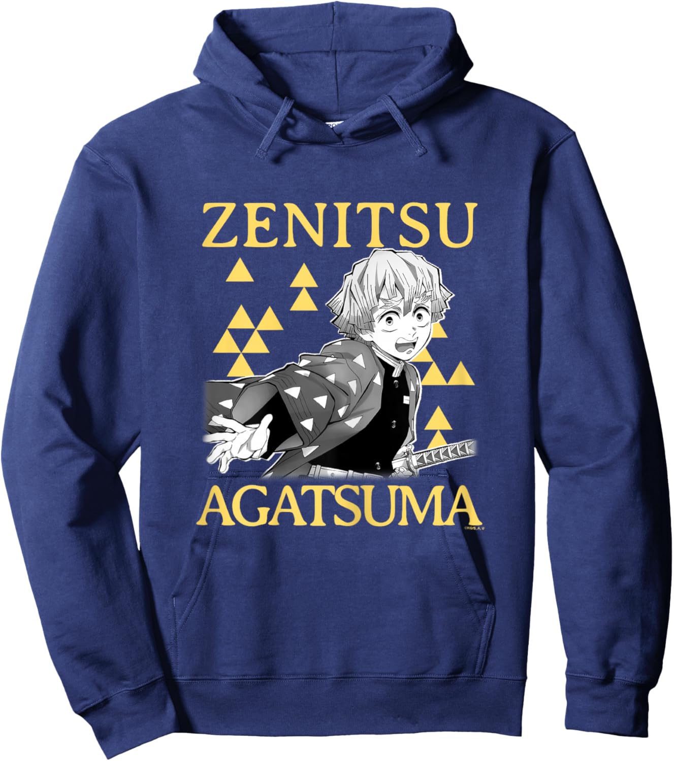 Demon Slayer: Kimetsu no Yaiba Zenitsu Scary Face Hoodie - Hoodie | Navy