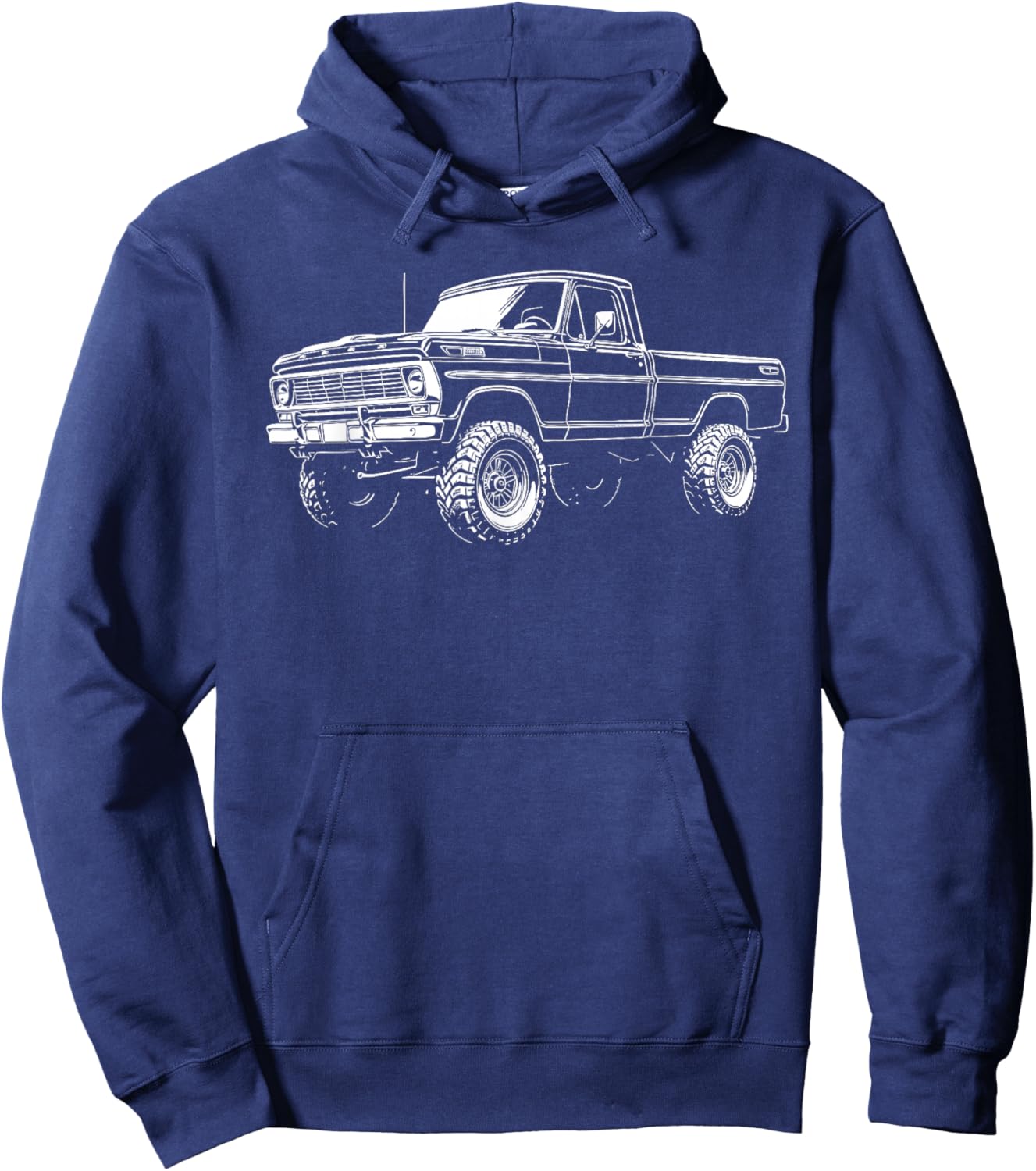 1970 Old School Classic Bumpside 4x4 Truck Side Profile OBS Hoodie - Hoodie | Navy