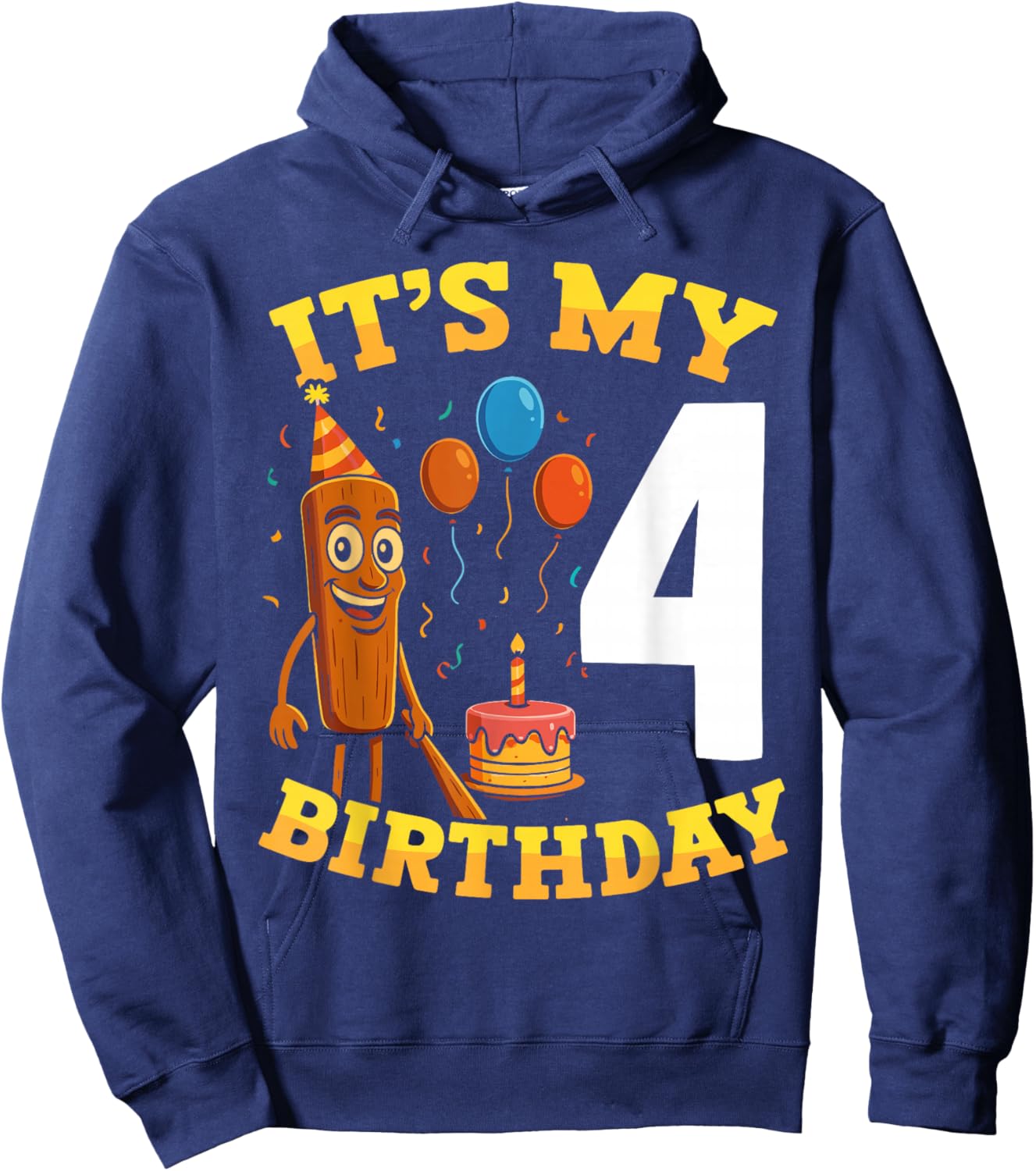 Italian Brainrot It's My Birthday 4 Age 4th Kids Boys Girls Hoodie - Hoodie | Navy