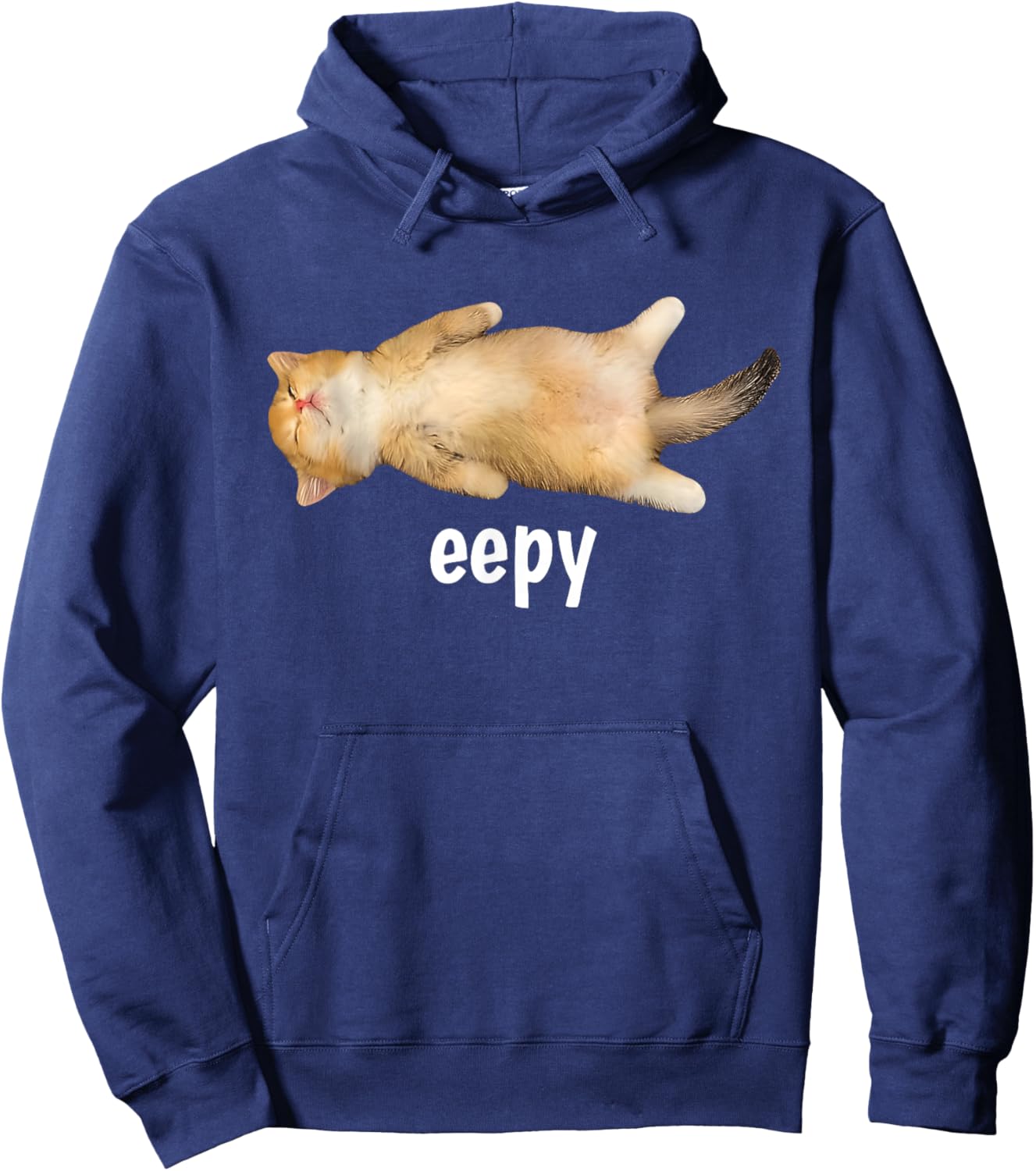 Eepy Cat Meme Funny Sleepy Cat Viral Gen Z Sarcastic Humor Hoodie - Hoodie | Navy