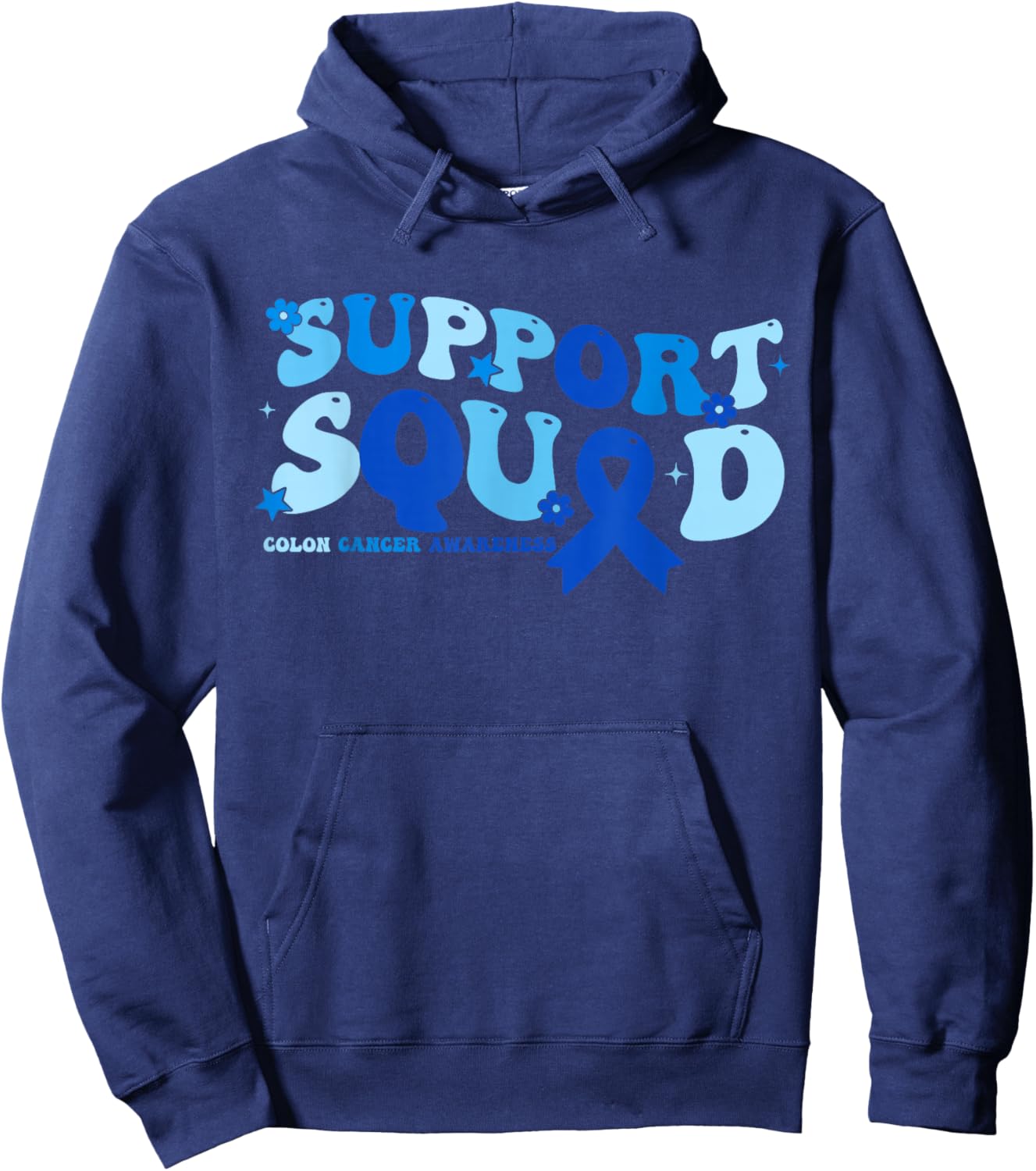 Colon Cancer Awareness Month Support Squad Blue Ribbon Hoodie - Hoodie | Navy