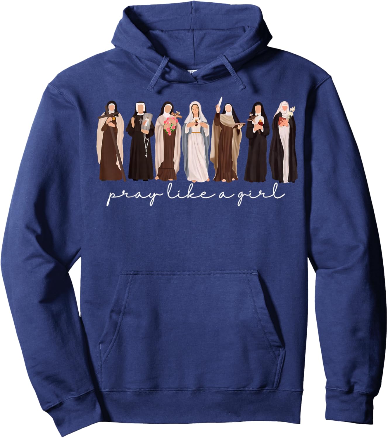 Pray Like A Girl Catholic Christian Faith Based Men Women Hoodie - Hoodie | Navy