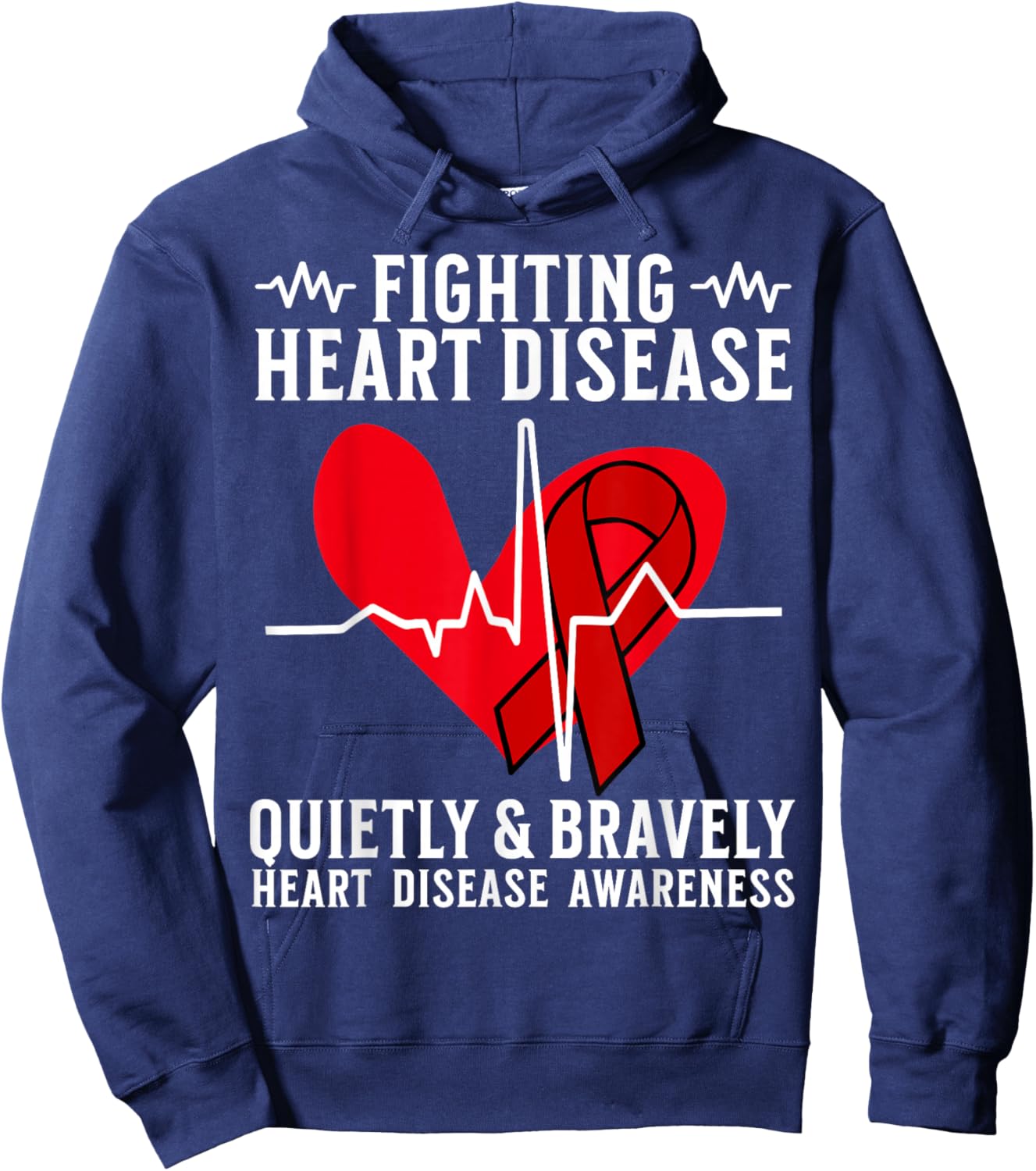 Heart Disease Awareness Heart Warrior American Heart Month Hoodie - Hoodie | Navy