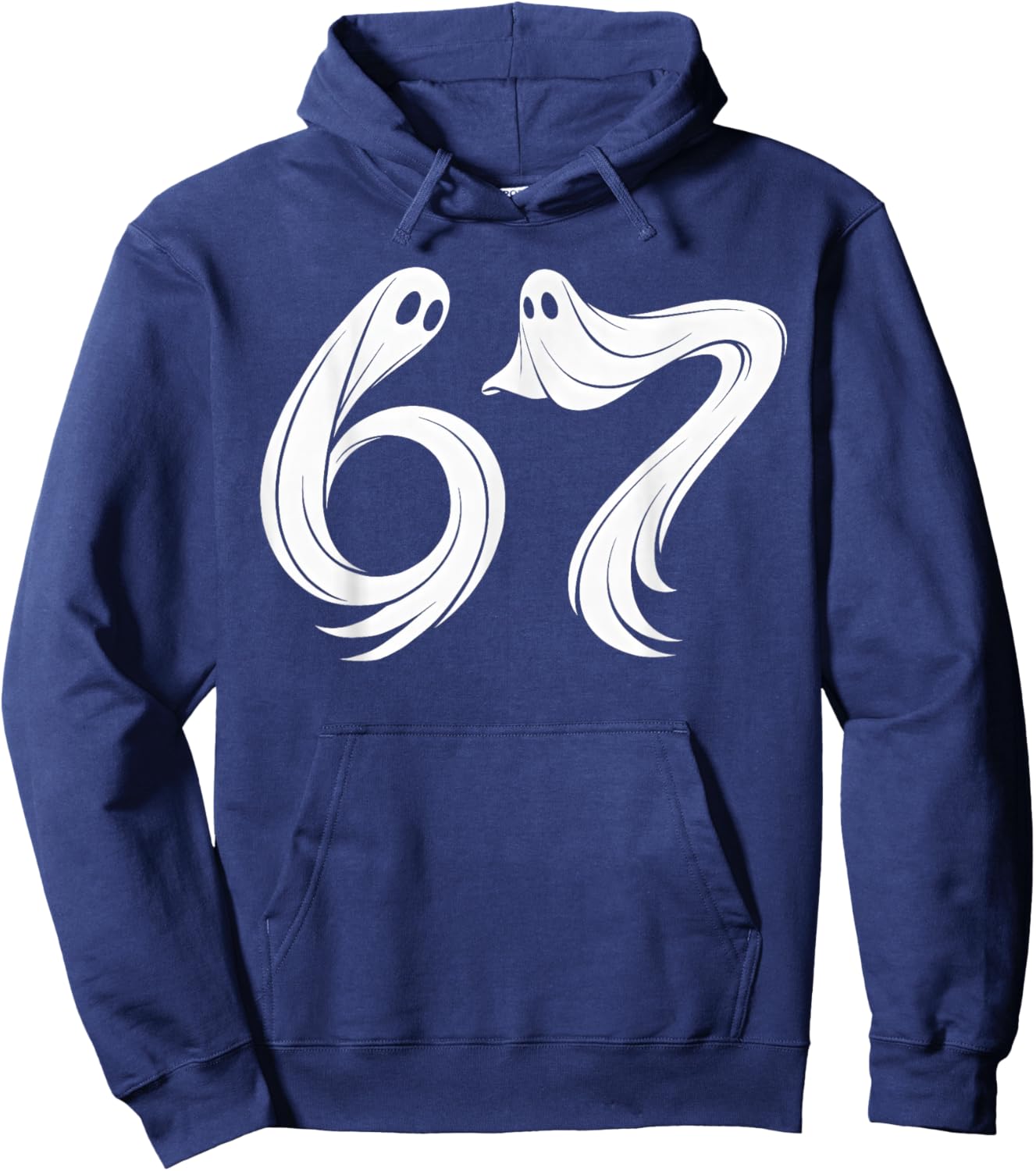 Funny Six Seven 6 7 Meme 67 Design Ghost Halloween Costume Hoodie - Hoodie | Navy