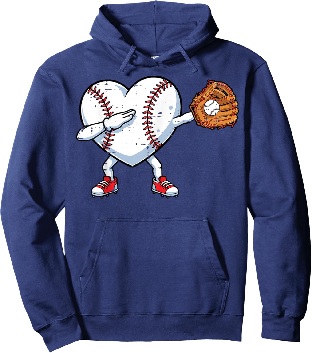 Valentines Day Baseball Ball Heart Dab Funny Boys Kids Men Hoodie - Hoodie | Navy