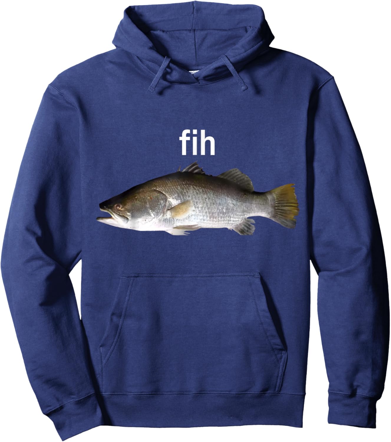 “Fih” Funny Misspelled Fish Meme Simple Humor Gift Hoodie - Hoodie | Navy