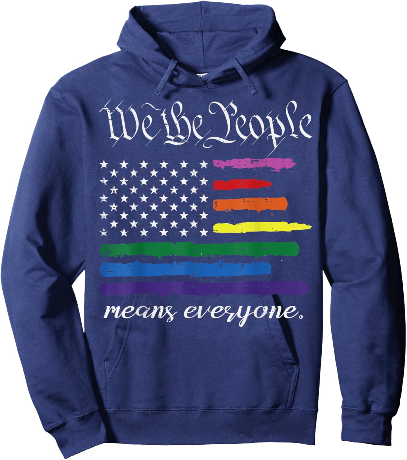 Rainbow US Flag We The People Everyone LGBTQ Gay Pride Men Hoodie - Hoodie | Navy