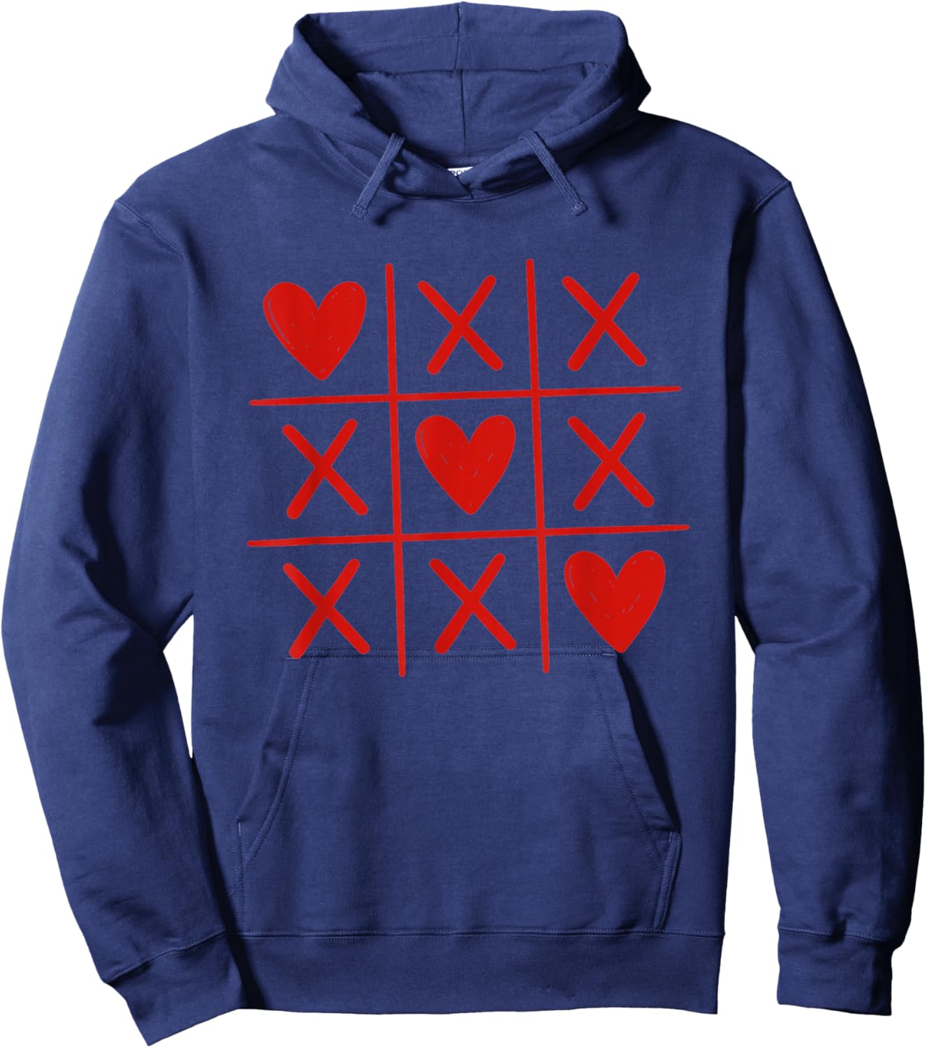 Valentines Hearts Tic Tac Toe Graphic Hoodie - Hoodie | Navy