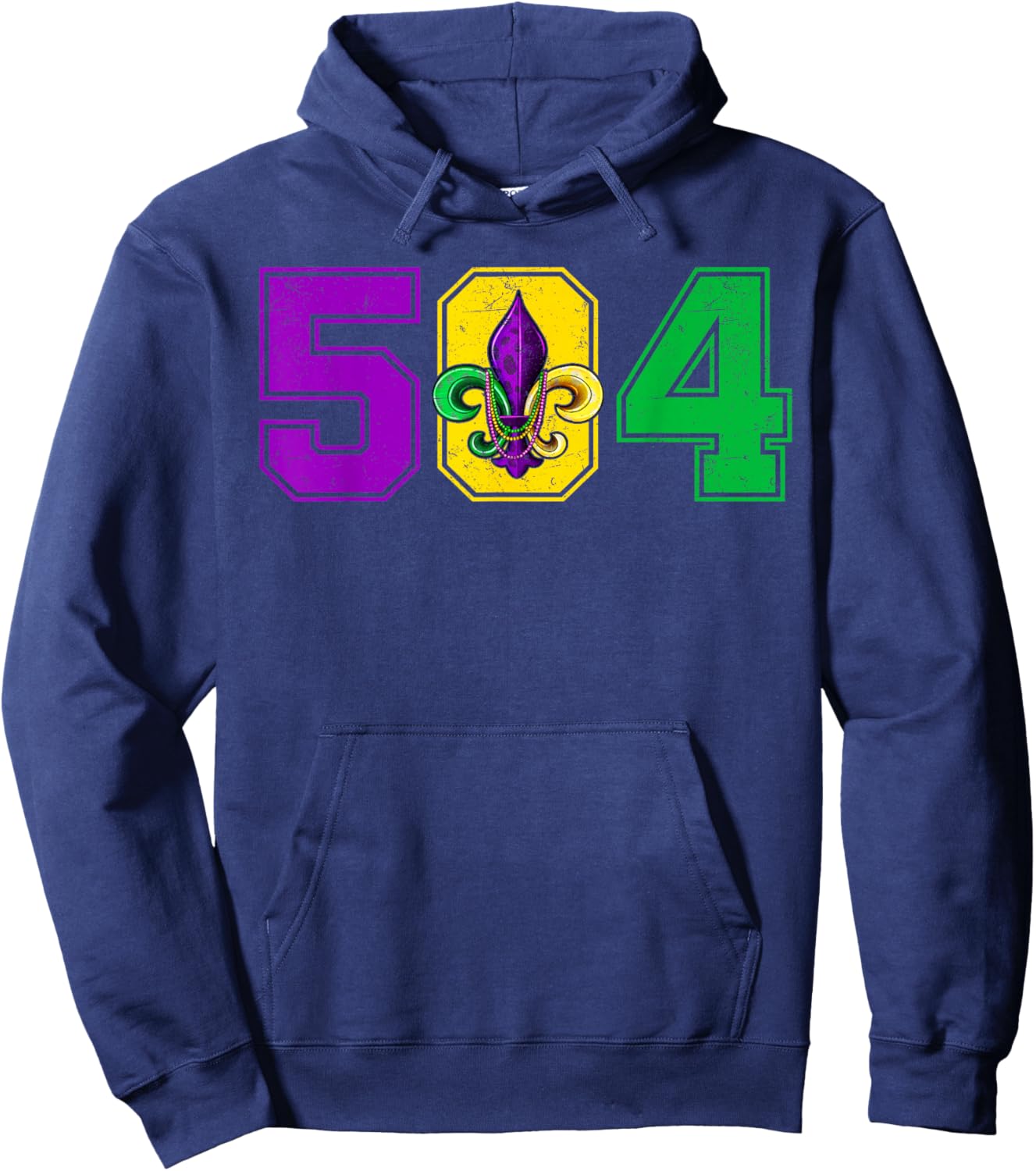 504 Fleur De Lis Mardi Gras Fat Tuesday New Orleans Parade Hoodie - Hoodie | Navy