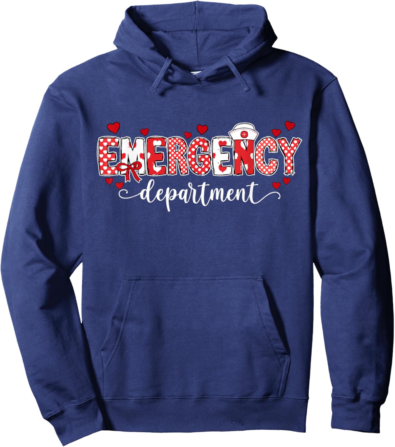 Emergency Department Nurse Valentine's ER ED Tech Nursing Hoodie - Hoodie | Navy