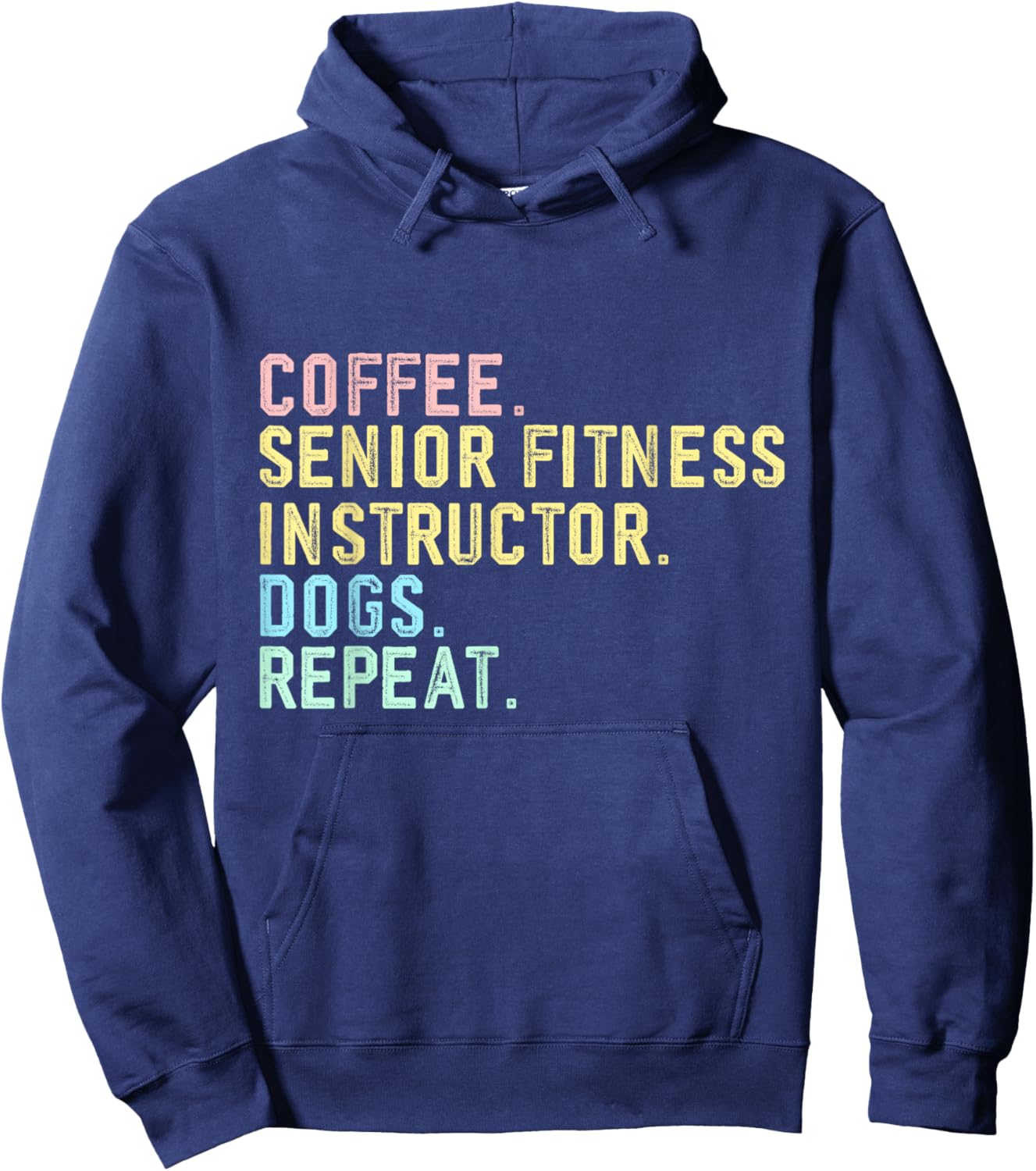 Funny Vintage Coffee Dog Senior Fitness Instructor Hoodie - Hoodie | Navy