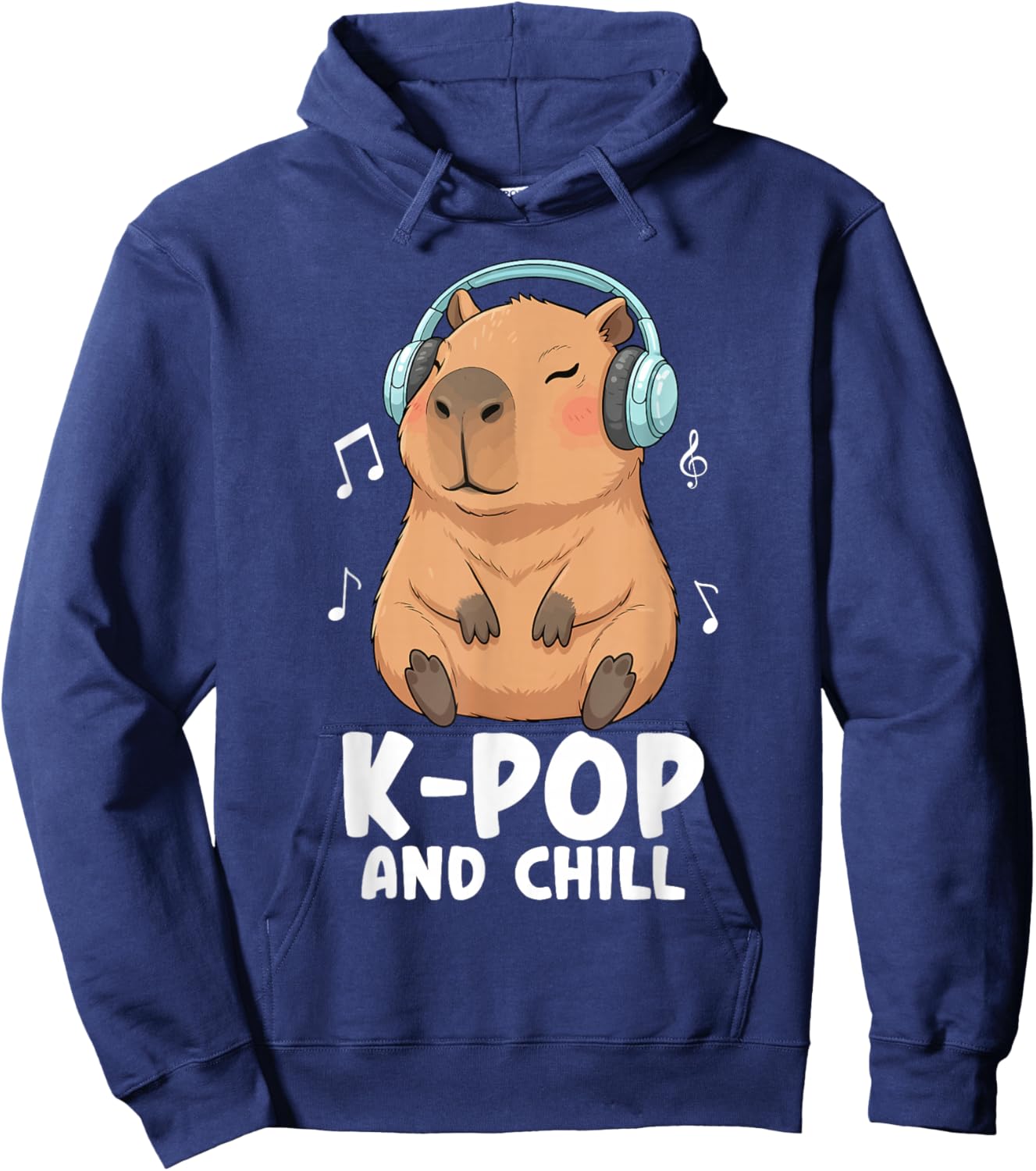 K Pop and Chill Capybara Korean Music K-Pop Hoodie - Hoodie | Navy