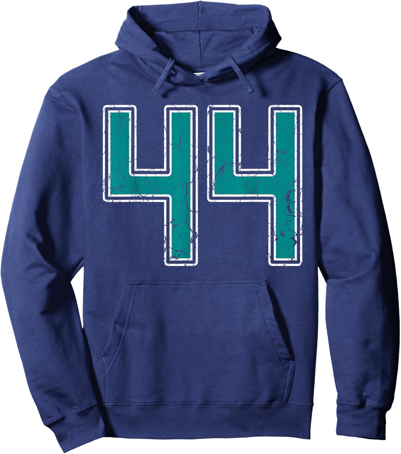Teal and White Number 44 Jersey Player Uniform #44 Fan Hoodie - Hoodie | Navy