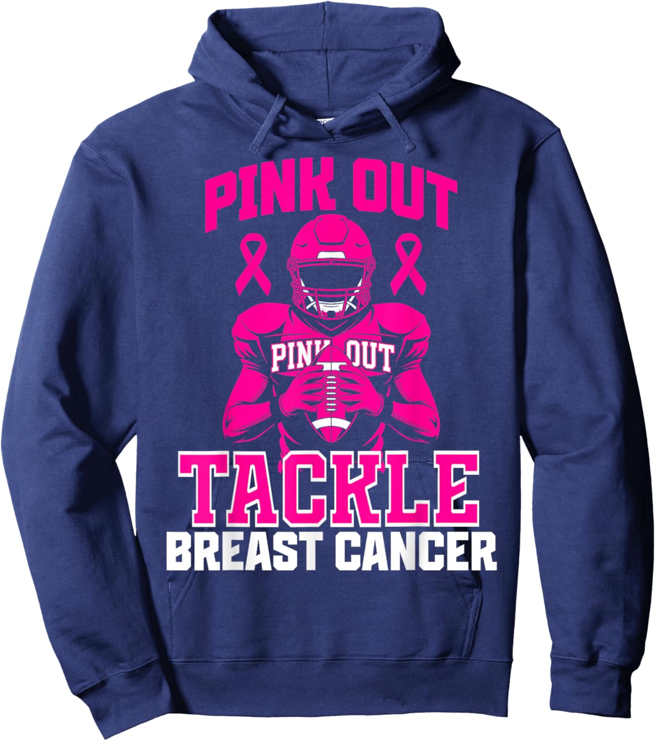 Pink Out Football Tackle Breast Cancer Hoodie - Hoodie | Navy