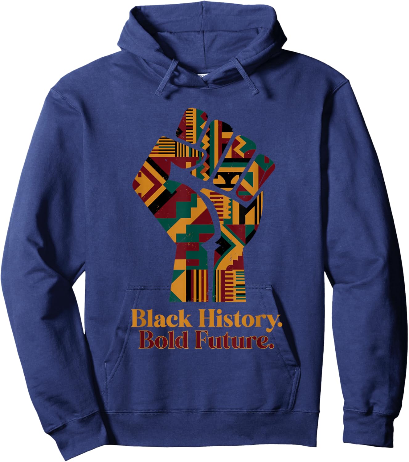 Black History Bold Future African Kente Pattern Heritage Hoodie - Hoodie | Navy