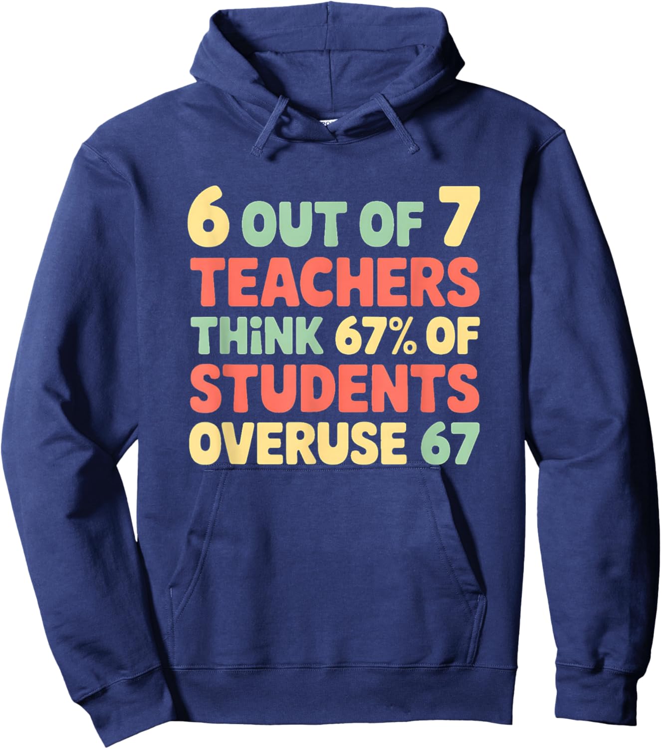 Funny 67 Teacher Shirt - Teacher 6 7 Funny Overuse 67 Hoodie - Hoodie | Navy