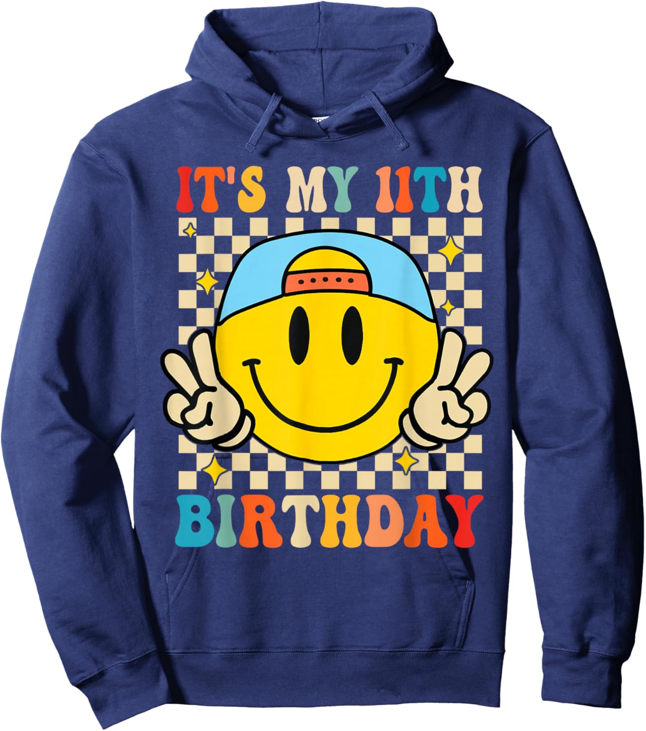 Its My 11th Birthday Smile face 11 Years Old Boys Girls Hoodie - Hoodie | Navy