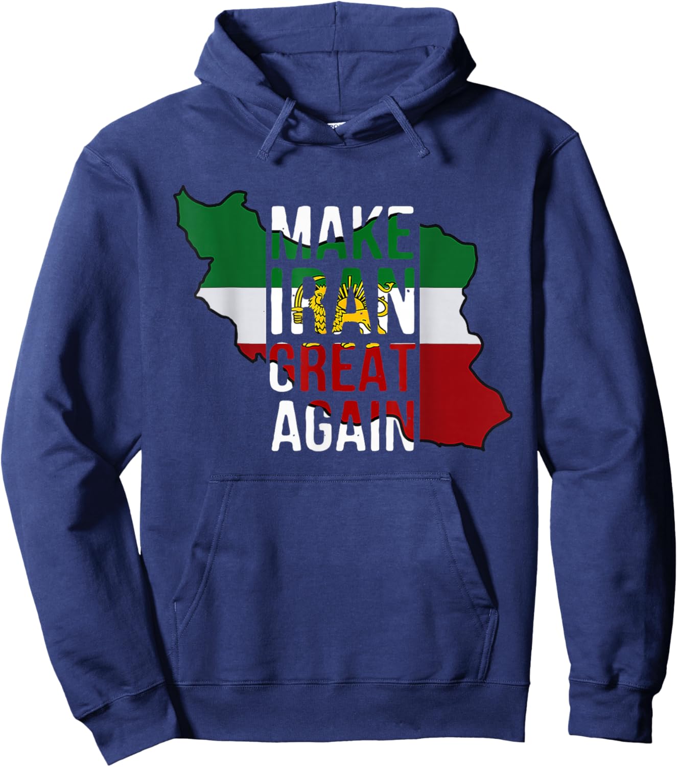 Iranian Shirt Make Iran Great Again Emblem of Iran MIGA Hoodie - Hoodie | Navy