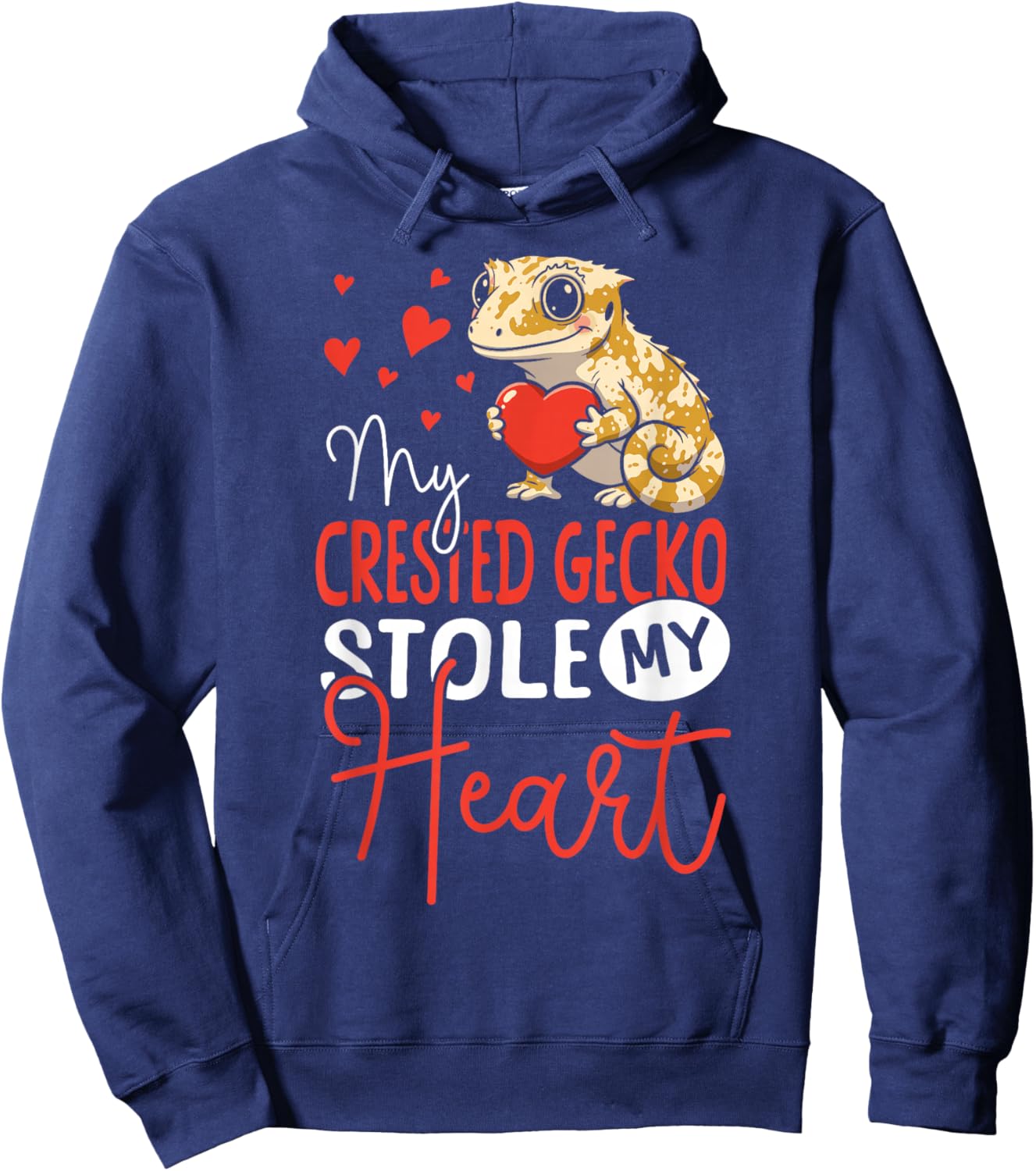 Crested Gecko Valentines Day My Crested Gecko Stole My Heart Hoodie - Hoodie | Navy