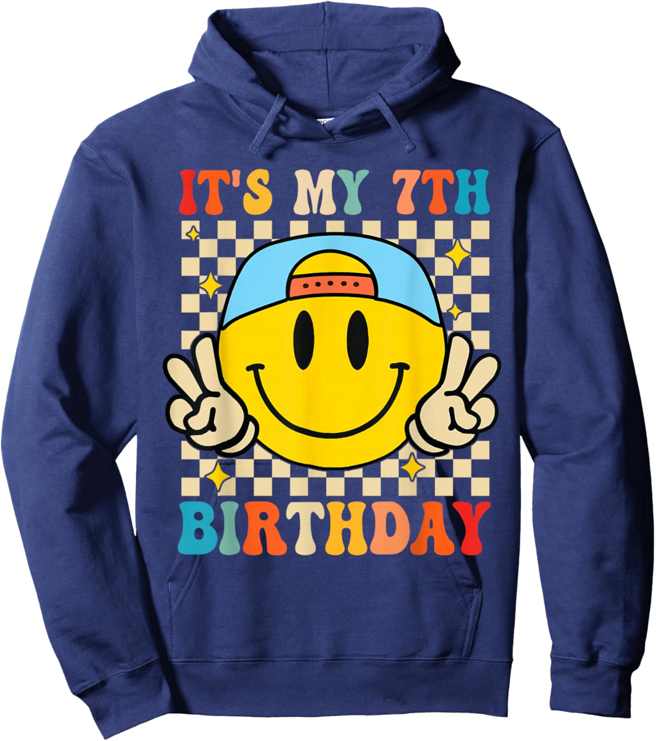 Its My 7th Birthday Smile face 7 Years Old Boys Girls Hoodie - Hoodie | Navy