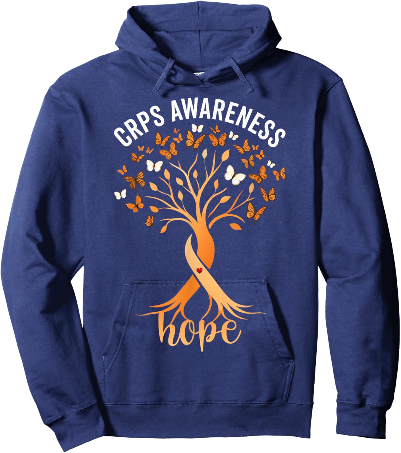 CRPS Awareness Regional Pain Syndrome Hope Orange Ribbon Hoodie - Hoodie | Navy