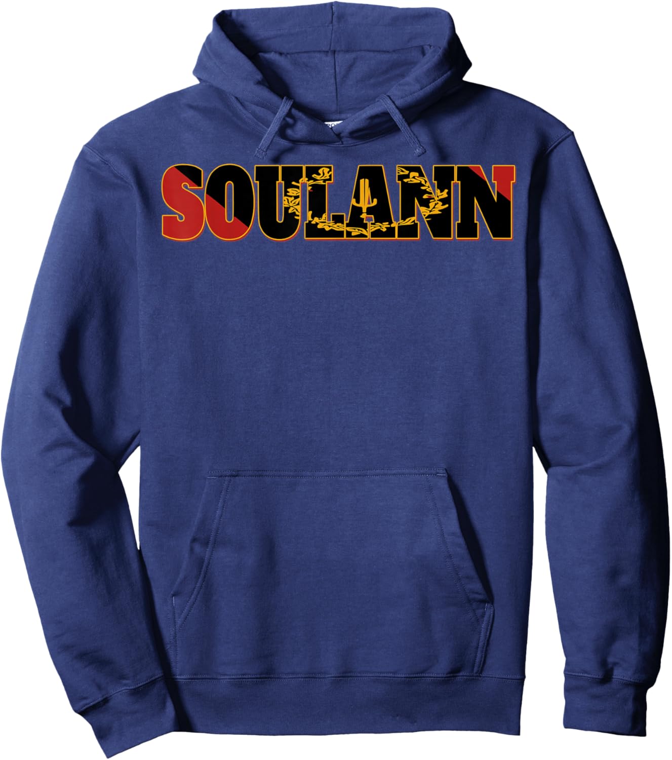 SOULANN Flag Emblem Power Soul Black American Heritage Art Hoodie - Hoodie | Navy