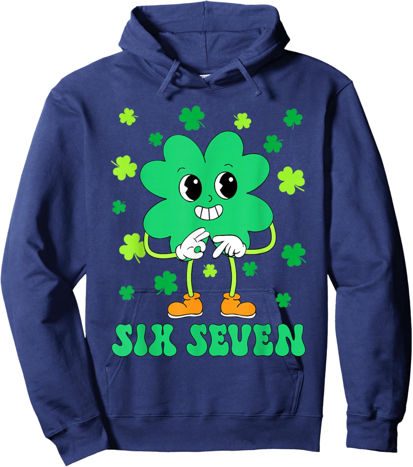 67 Meme Six Seven Shamrock St Patrick’s Day Boys Girls Kids Hoodie - Hoodie | Navy