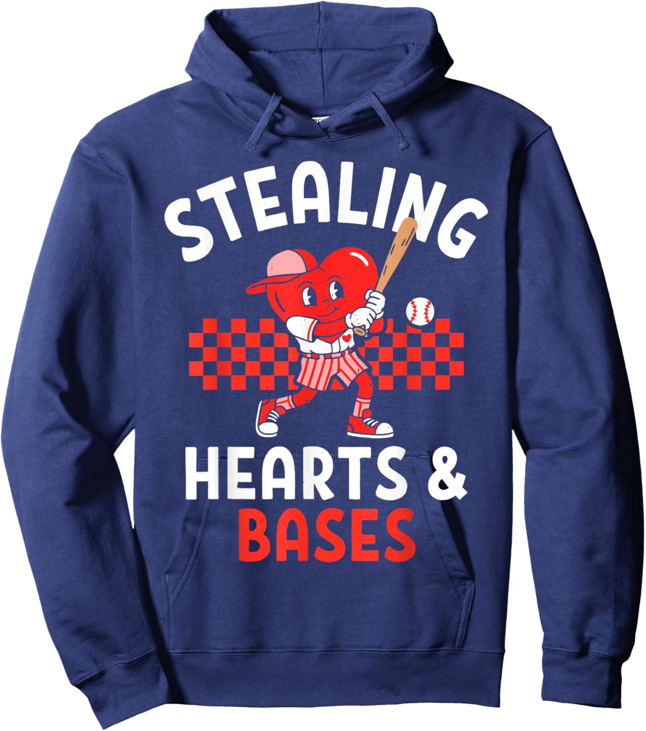 Boys Baseball Valentines Day Stealing Hearts Valentine Kids Hoodie - Hoodie | Navy