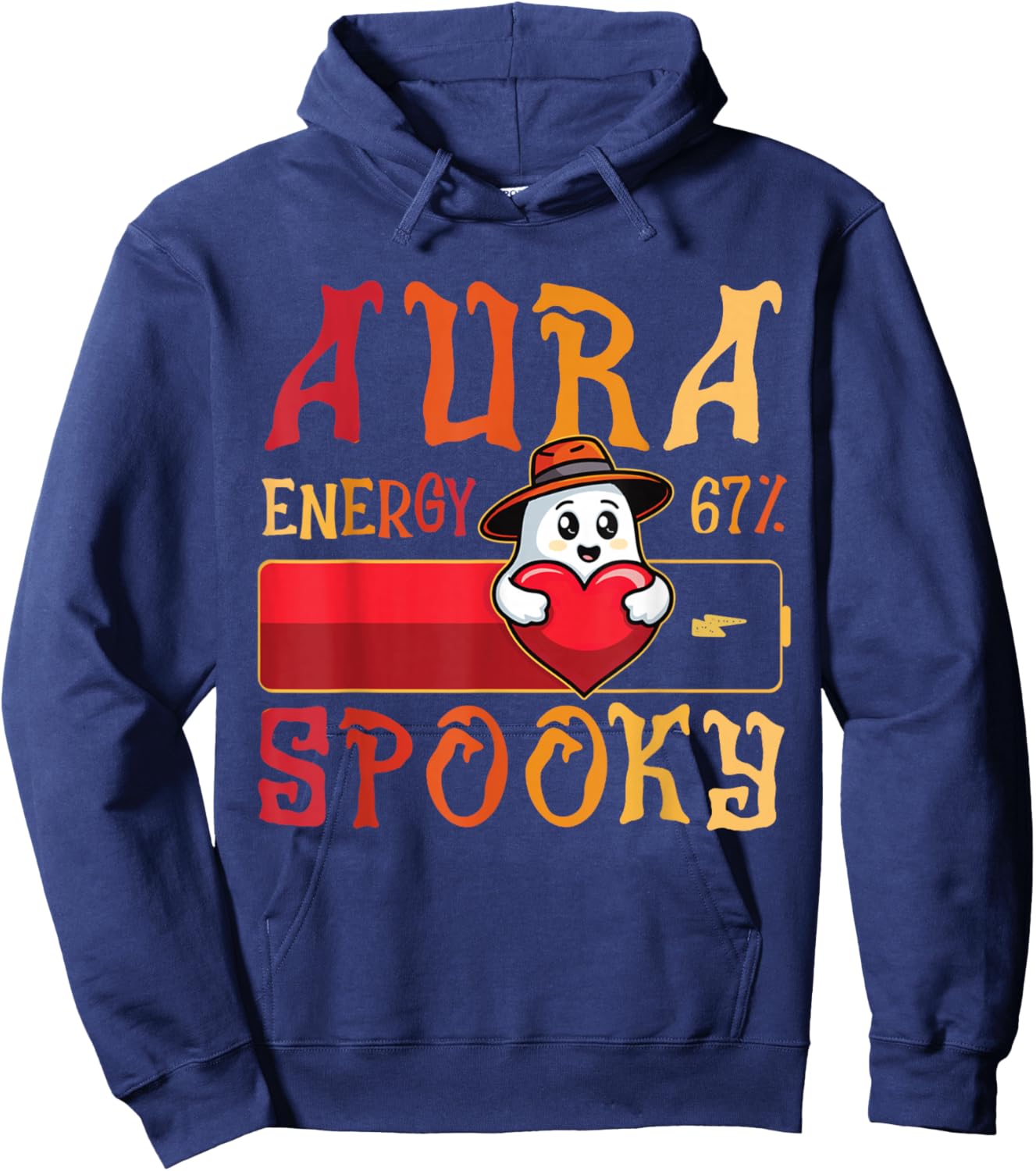 Aura Energy 67 Spooky Ghost Halloween 6 7 Meme Rizzler Sigma Hoodie - Hoodie | Navy