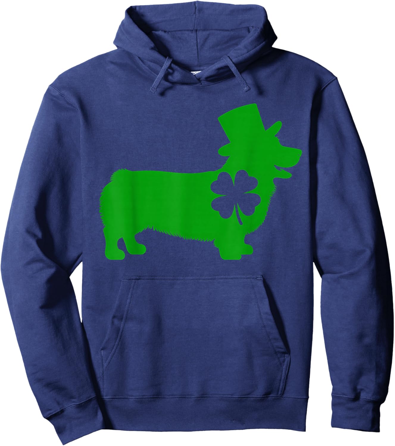 Cute Corgi Dog Shamrock St Patrick's Day Design Ideas Fun Hoodie - Hoodie | Navy