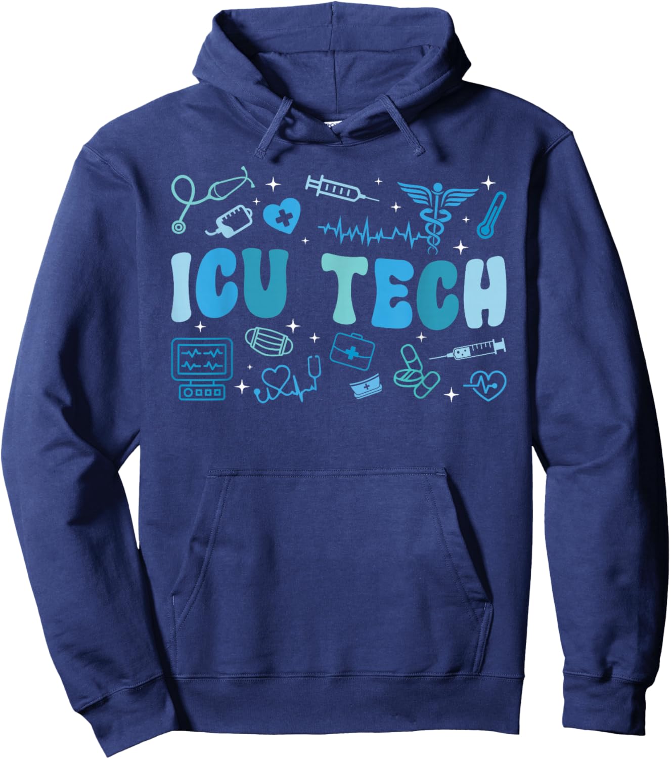 Groovy ICU Tech ICU Technician Intensive Care Technician Hoodie - Hoodie | Navy