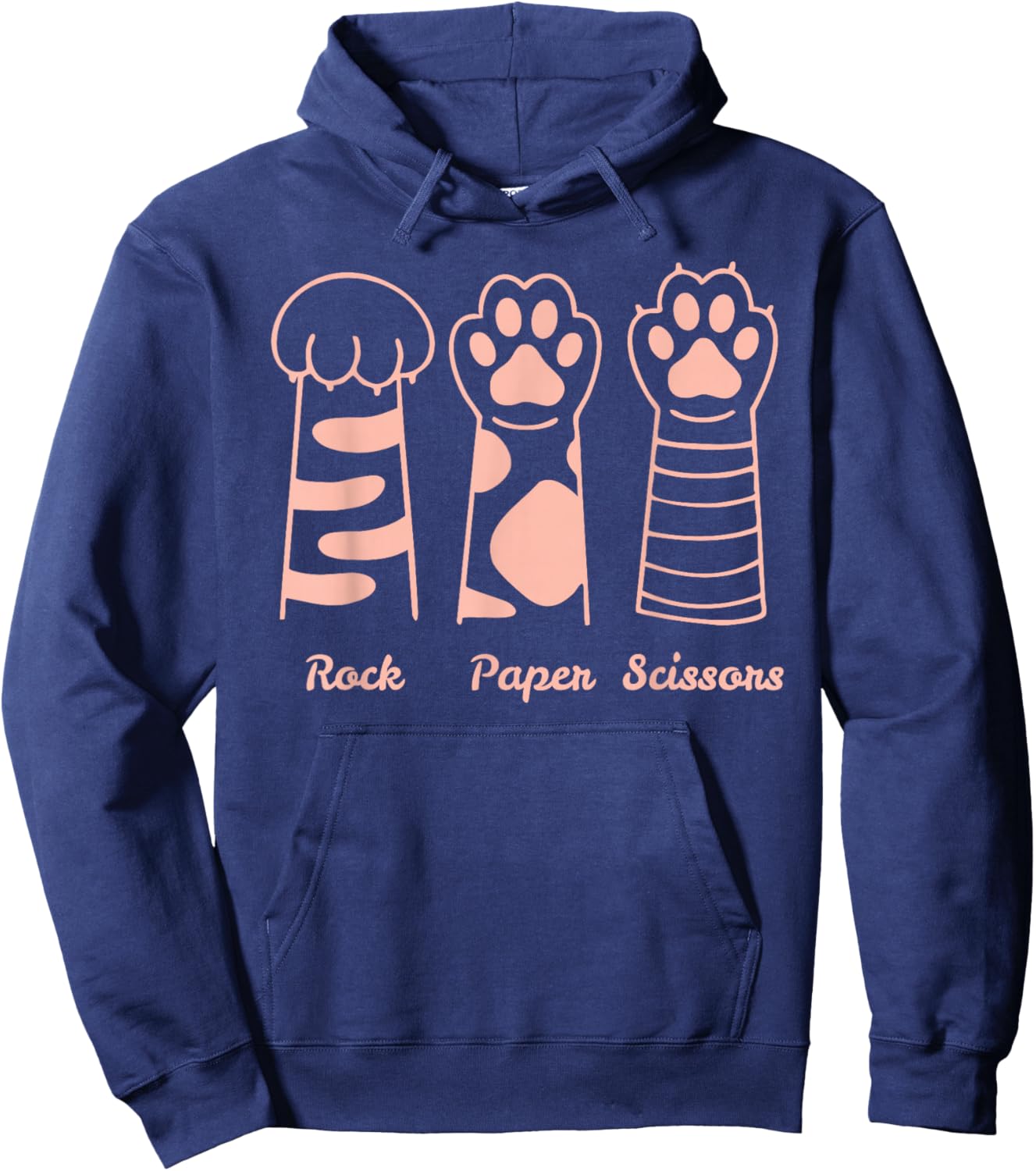 Funny Cat Paw Rock Paper Scissors Hoodie - Hoodie | Navy