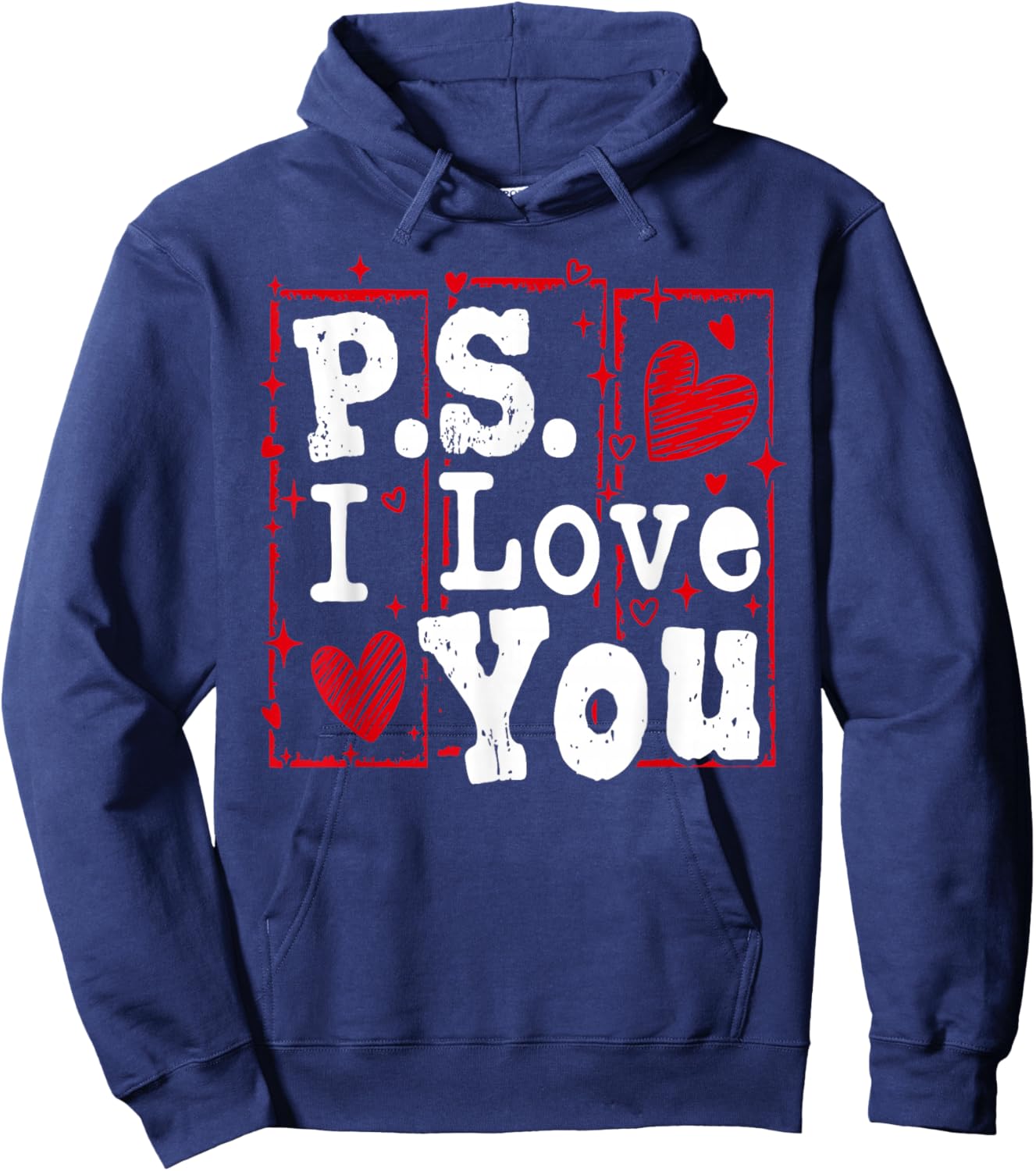 PS I Love You Day Valentine's Day Purple Heart Women Men Kid Hoodie - Hoodie | Navy