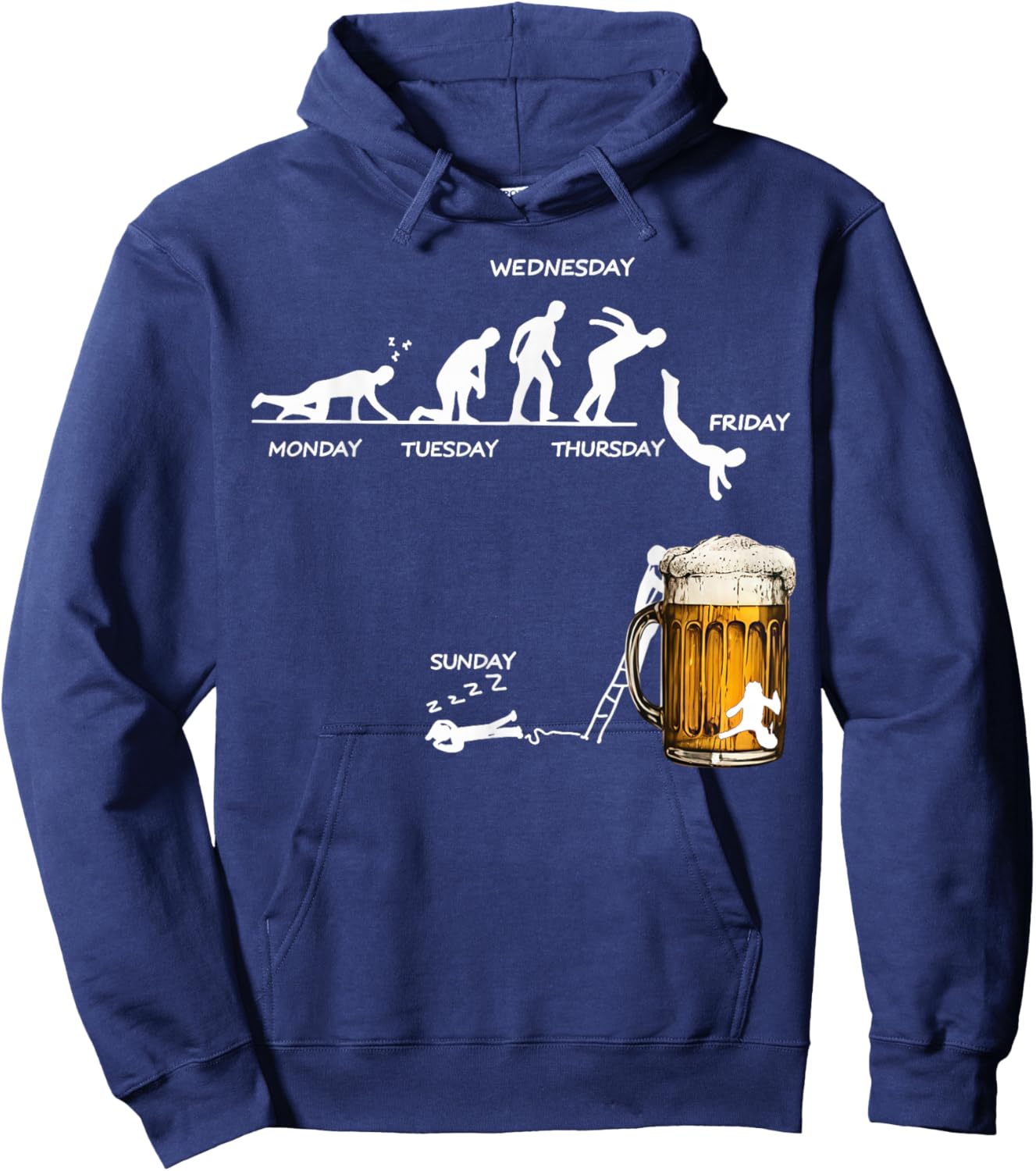 Monday Tuesday Thursday Friday Saturday Sunday Beer Drinking Hoodie - Hoodie | Navy