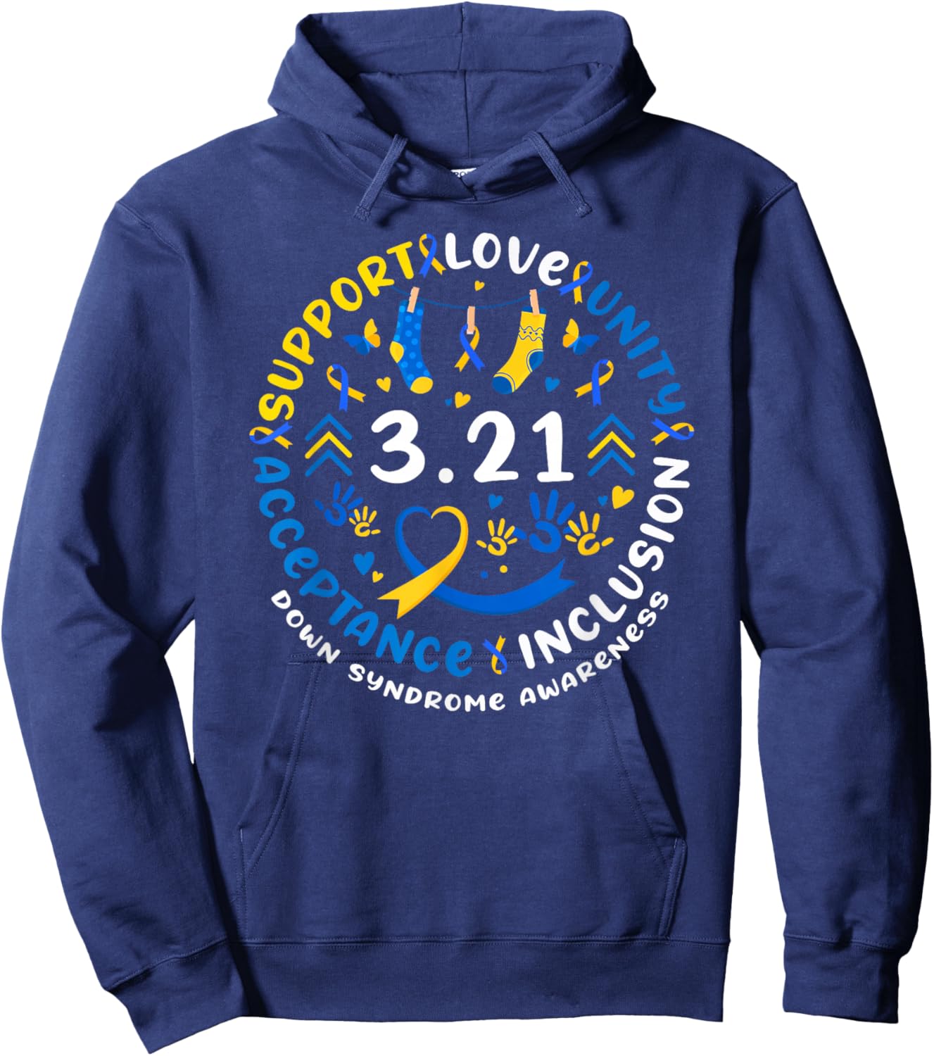 Down Syndrome Awareness Day Chromosome 21 Trisomy Awareness Hoodie - Hoodie | Navy
