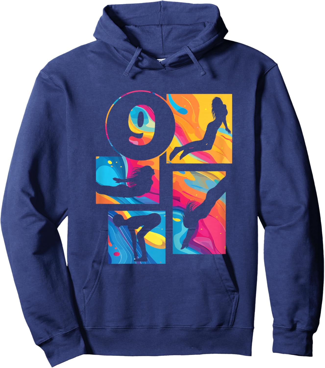 9th Birthday Swimmer Swimming 9 Year Old Girl Hoodie - Hoodie | Navy