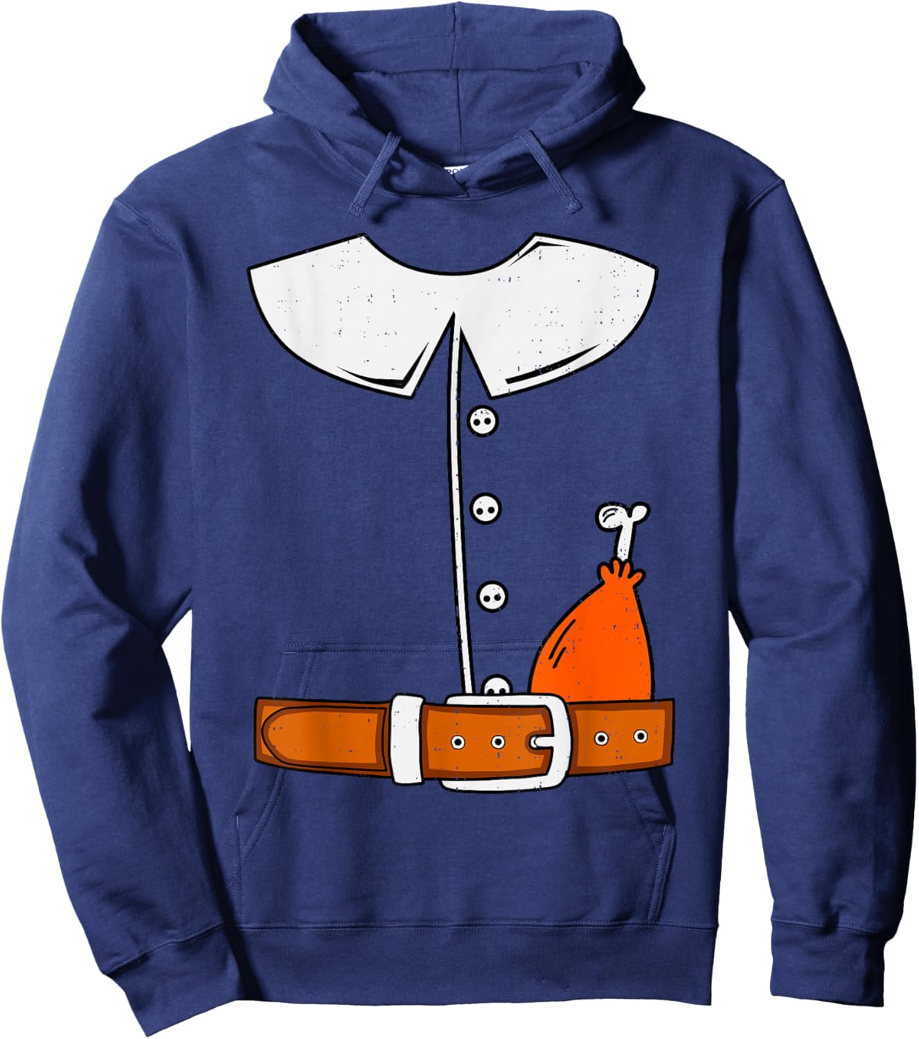 Funny Pilgrim Costume Turkey Leg Thanksgiving Men Boys Kids Hoodie - Hoodie | Navy