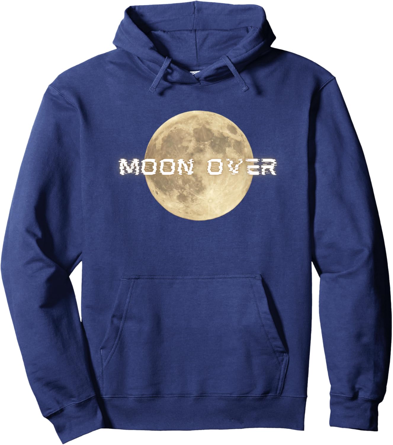 Retro Full Lunar Aesthetic Moon Over Phase Graphic Hoodie - Hoodie | Navy