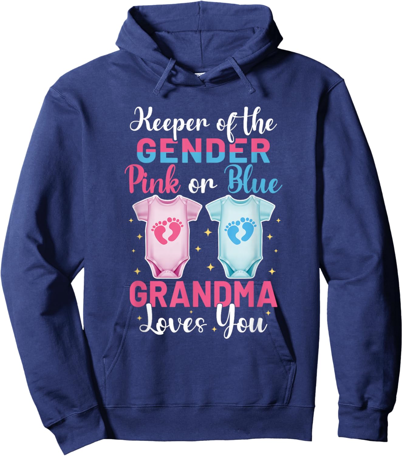 Keeper of The Gender Grandma Loves You - Gender Reveal Hoodie - Hoodie | Navy