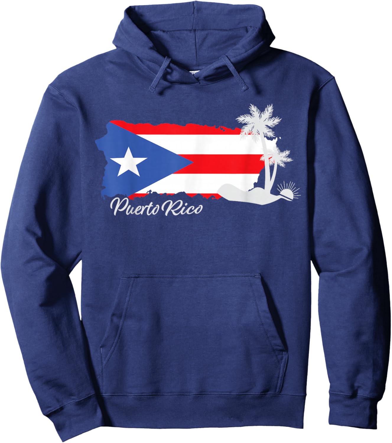 Puerto Rico Flag Hispanic Heritage Puerto Rican Map Pride Hoodie - Hoodie | Navy