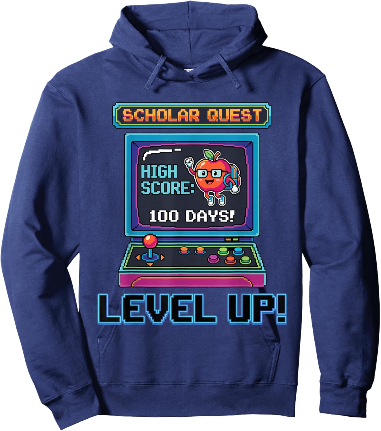 Level Up 100 Days of School Cool Gaming Game Gamer Student Hoodie - Hoodie | Navy