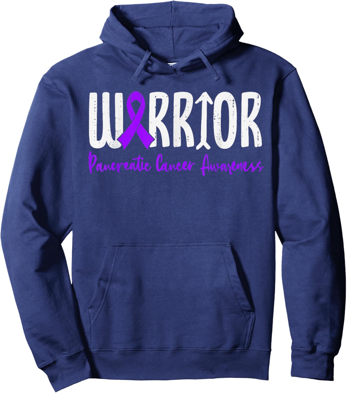 Warrior Pancreatic Cancer Awareness Survivor Ribbon Purple Hoodie - Hoodie | Navy