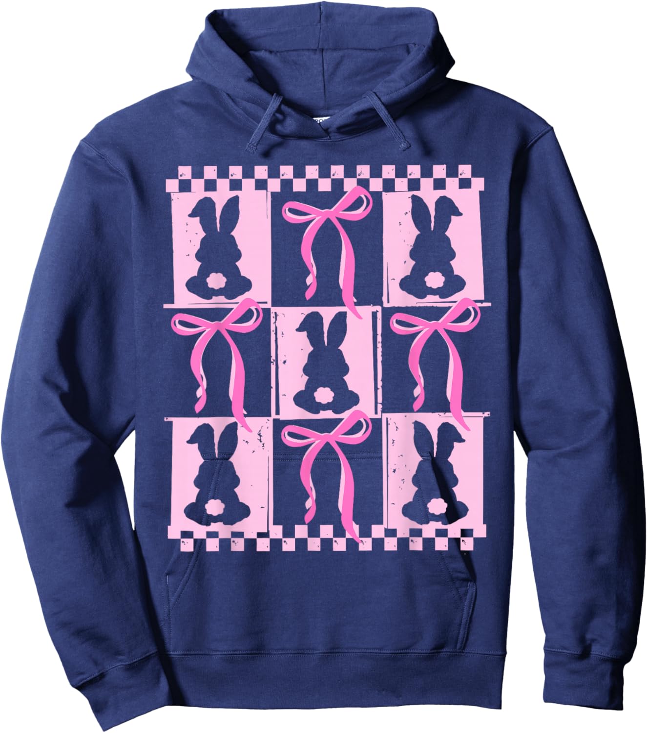 Funny Bunny Coquette Bow Rabbit Lovers Easter Retro Trendy Hoodie - Hoodie | Navy