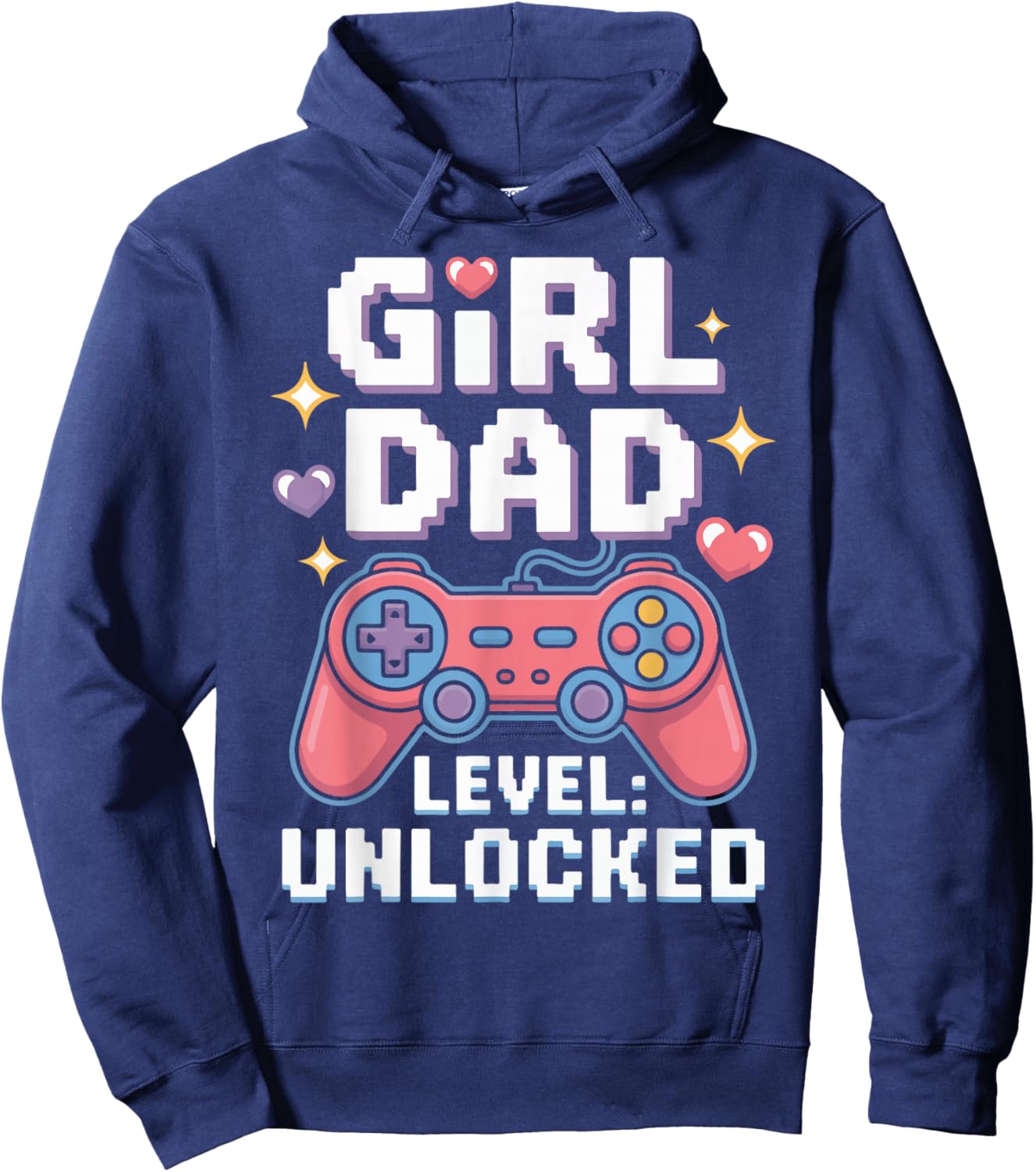 Girl Dad Level Unlocked Funny Gamer Dad for New Fathers Hoodie - Hoodie | Navy