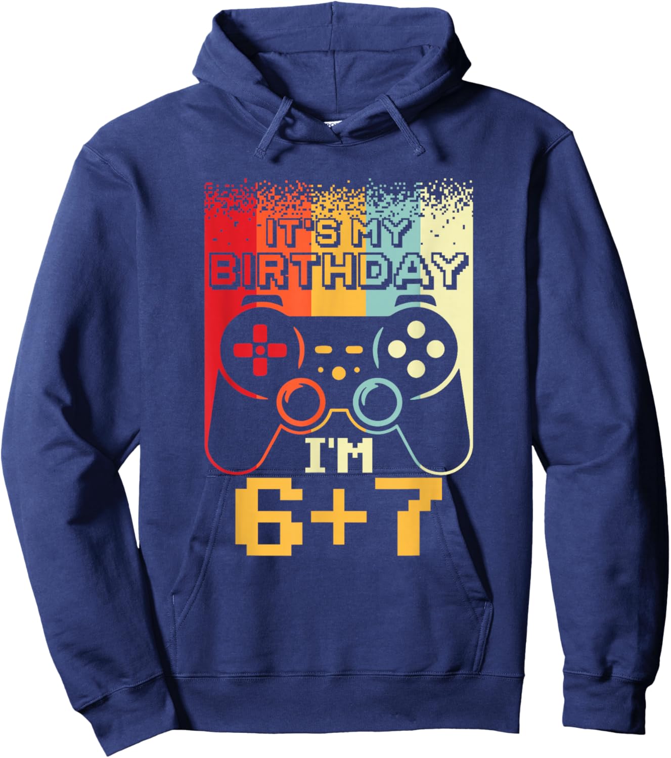 13th Birthday Official Teenager Six Seven Gaming 6 7 Retro Hoodie - Hoodie | Navy