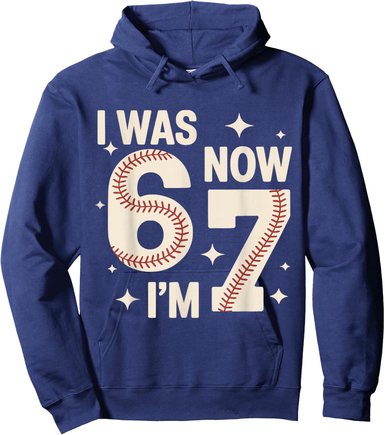 Baseball 7th Birthday Funny 6 7 Years Old I was 6 Now I'm 7 Hoodie - Hoodie | Navy