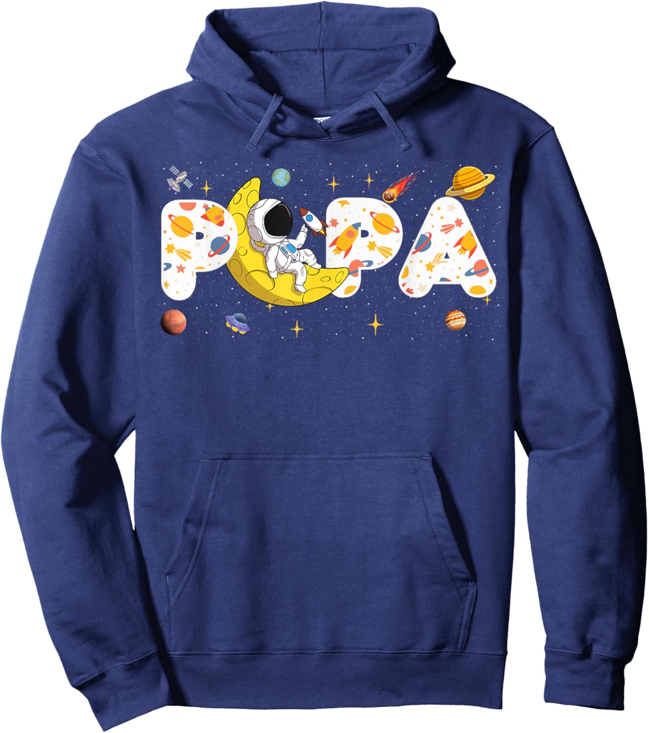 Astronaut Papa Space Birthday Planets Party Matching Family Hoodie - Hoodie | Navy