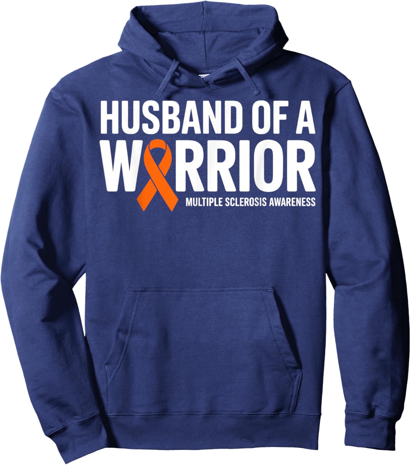 Husband of a Warrior Multiple Sclerosis MS Awareness Ribbon Hoodie - Hoodie | Navy