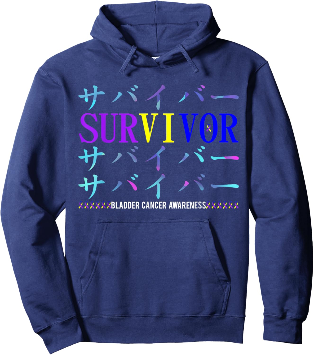 Bladder Cancer Awareness Japanese Survivor Hoodie - Hoodie | Navy