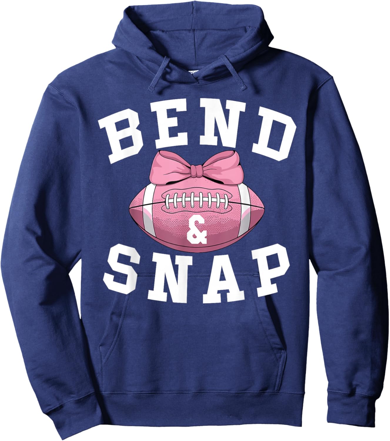 Bend and Snap Football Game Day Coquette Bow Pink Football Hoodie - Hoodie | Navy